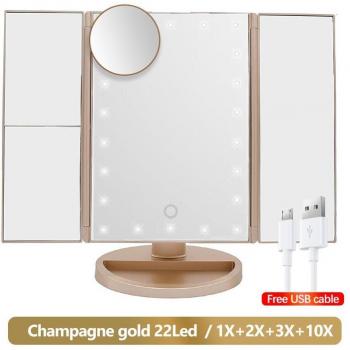 Vanity Mirror with 22 LED Lights and 1X/2X/3X/10X Magnification