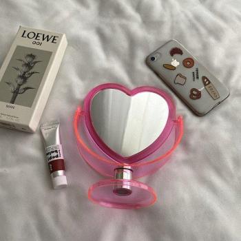 Heart-Shaped Acrylic Makeup Mirror with Dual Sides