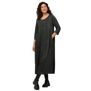 Jersey-Midikleid für Damen in großen Größen, schwarz, Größe 58/60, Viskose/Metallische Fasern
