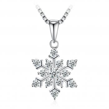 Schneeflocken‑Zirkonia 925er Silberschmuck Kette – Geschenk für Freundin & Mutter