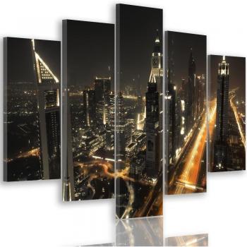 Quadro Cinque Pezzi Panorama Dubai 100x70