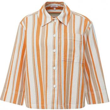 S.Oliver Damen Overshirt, Blazer, gestreift, orange, 3/4-Ärmel, Größe 42
