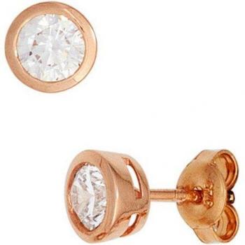 Rund Ohrstecker JOBO in roségoldfarben