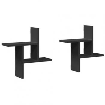 2 pcs Black Wall Shelves 38x12x38 cm Engineered Wood vidaXL