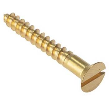 Wood Screw Slotted CSK Solid Brass 1.1/4in x 8 Box 200