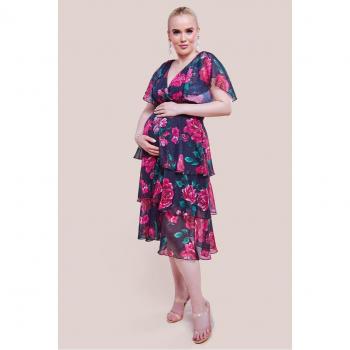 Goddiva Maternity Flutter Sleeve Floral Midi Dress