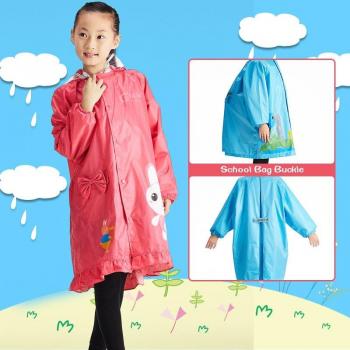 QIAN Kids Raincoat One-Piece Hooded Suit 3-9 Years