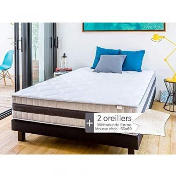 Luxe Sommeil 160x200 – Pack Mémoire 2 Oreillers