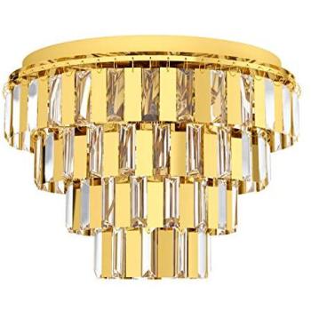 Clear Crystal Tiered Ceiling Lamp in Brass – 7×40 W E14