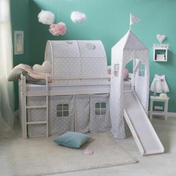 Lit Mi-Haut 90×200 cm Toboggan‑Étoile, Matelas Enveloppé