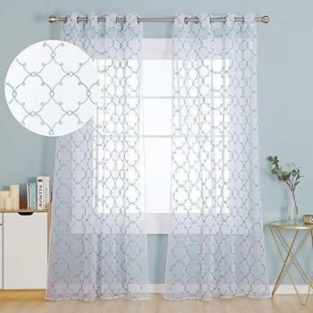 Tendine Blu Occhiello Voile 140×260 cm per Finestre