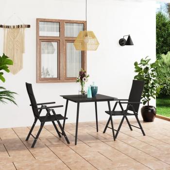 Jardín Dining Set Día y Noche Negro 3 Piezas