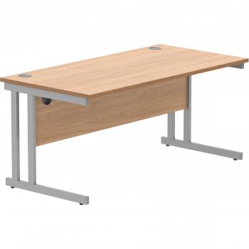 1600 mm × 800 mm Steel Cantilever Workstation – Beech/Silver