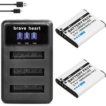 OLYMPUS LI-50B Battery and 3-Slot Charger for SP 810, 800UZ, u6010, u6020, u9010, SZ14, SZ16, D755, u1010, SZ30, SZ20