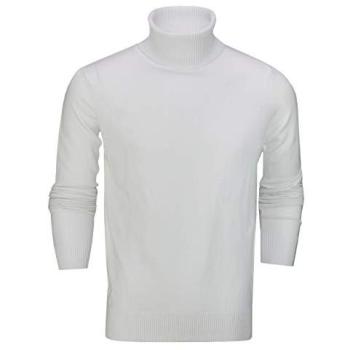 Slim Fit XL White Cotton Roll-Neck Jumper – XPOSED Men’s Lightweight