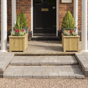 Heritage Natural Wood Square Planter 40cm