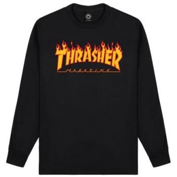 Thrasher Maglietta a manica lunga Flame Logo Nero