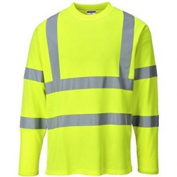 Portwest Men's Hi Vis Cotton Comfort Long Sleeve T-Shirt Yellow XL
