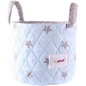 Cesta mini di stoffa blu stellata grigia