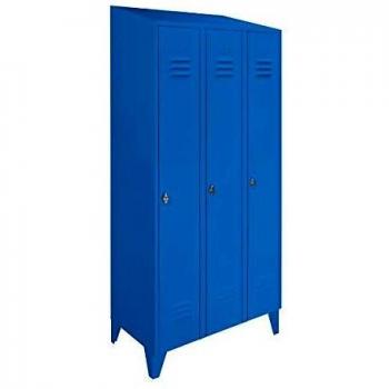 Stahlschrank Wolf, Schrägdach, 3 Abteile, lichtblau RAL 5012