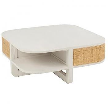 Table basse design en rotin et bois exotique Molly