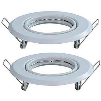 2 PZ Porta Faretti Led GU10 MR16 Rotondo Orientabile Con Molla Colore Bianco