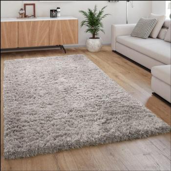 Tapis moderne Paco Home – Poils longs, doux, uni gris, 200x290 cm