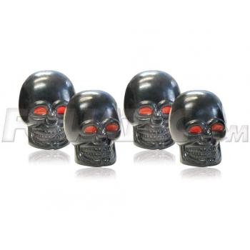 FOLIATEC Reifen-Ventilkappen Skull schwarz mit roten Augen 4er Pack