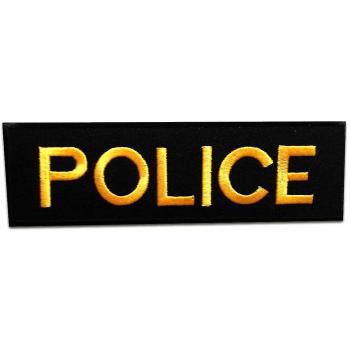 Écusson Noir Police à Chaleur – 12,5 cm x 4 cm