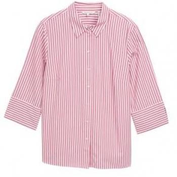 Tom Tailor Damen Langarm-Bluse mit Streifen – Rot, Plus Size, Gr. 48