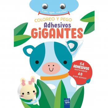 Coloreo y pego adhesivos gigantes. vaca