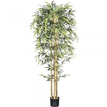 Bambú Decorativo con Tronco Natural en Maceta, 210 cm