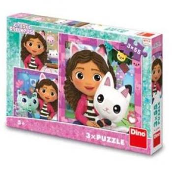 Gabby und die magischen Dinos: 3x55 Teile Puzzle