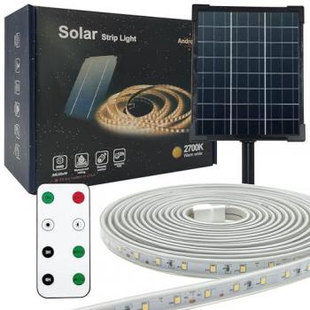 Tira Solar Exterior 10m LED 2700K IP65 con Control Remoto