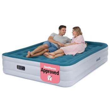 Double‑Size Electric Inflation Bed – High‑Raised, Light Blue
