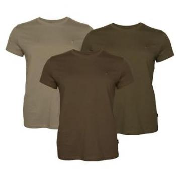 Pinewood 3er Damen T-Shirt Set XL in Grün/Hellbraun/Khaki