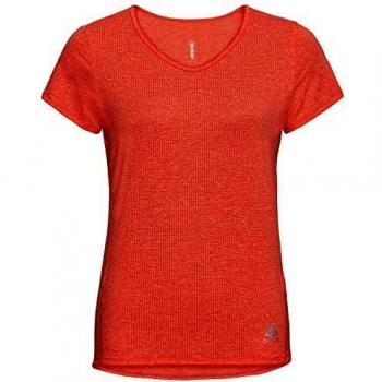Hemd V‑Neck Odlo S/S Lou‑Leinencool Femme Couleurs Chaudes XS