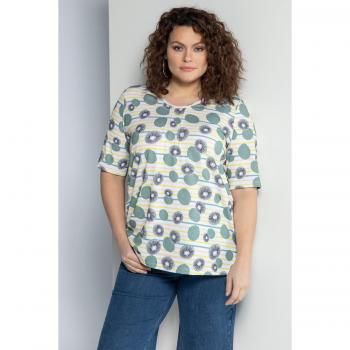 Ulla Popken T‑Shirt Kiwi Naturale – Mezzamanica Bianca