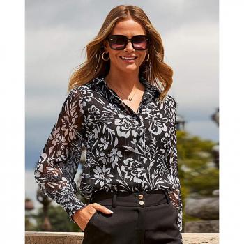 Sosandar Multi-Color Floral Stripe Blouse