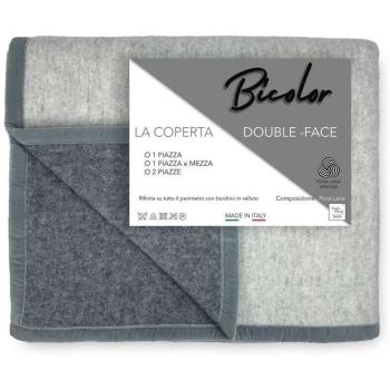 Plaid en Laine Douce Bicolore Gris Mélangé