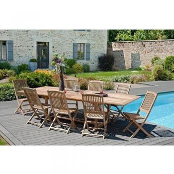 MACABANE Salon de Jardin en Teck Brut