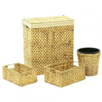 4-Piece Natural Water Hyacinth Bath Set
