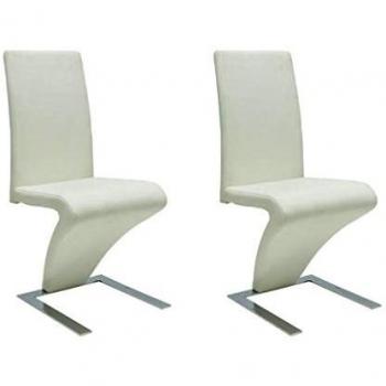 VitaXL Set di 2 Sedie in Pelle Artificiale Bianca per Cucina o Soggiorno