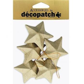 Juego de 5 estrellas decorativas de papel maché, marrón, 3 x 8 x 8 cm
