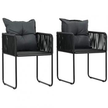 VidaXL Sedie da Terrazzo 2 pz con Cuscini in Polyrattan Nere