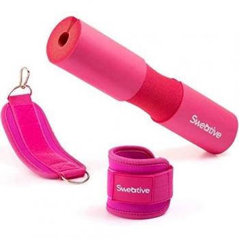 Barbell Pad for Hip Thrusts and Leg Workouts with Ankle Straps for Cable Machine