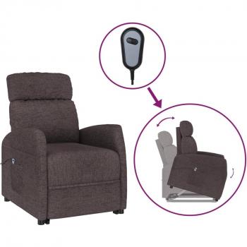 Sillón elevable de tela marrón oscuro