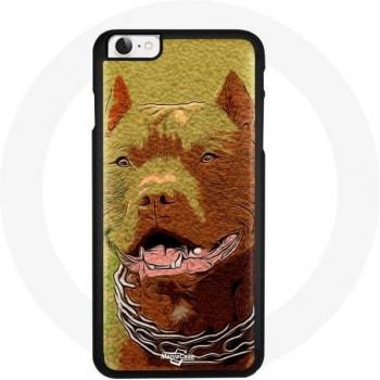 Funda de Cuero Marrón con Patrón Pitbull iPhone 8