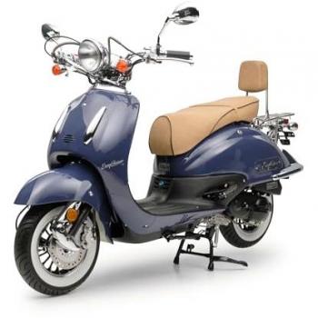 Burnout Retro Motorroller EasyCruiser Eco Dunkelblau 125ccm 85 km/h Euro 5 Chrom Paket