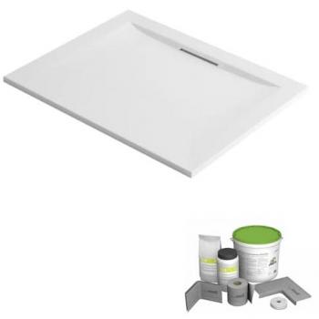 Jacob Delafón Flight Pure Pack Ducha Rectangular 120×80 cm con Kit de Sellado Wedi + Pies